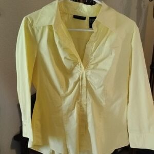 New York & Company Light Yellow Button-Down Shirt